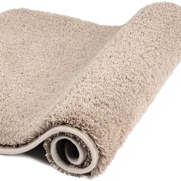 Bathroom Rug Non Slip Bath Mat for Bathroom (16 x 24, Beige) Water Absorbent Soft Microfiber Shaggy Bathroom Mat Machine Washable Bath Rug for Bathroom Thick Plush Rugs for Shower