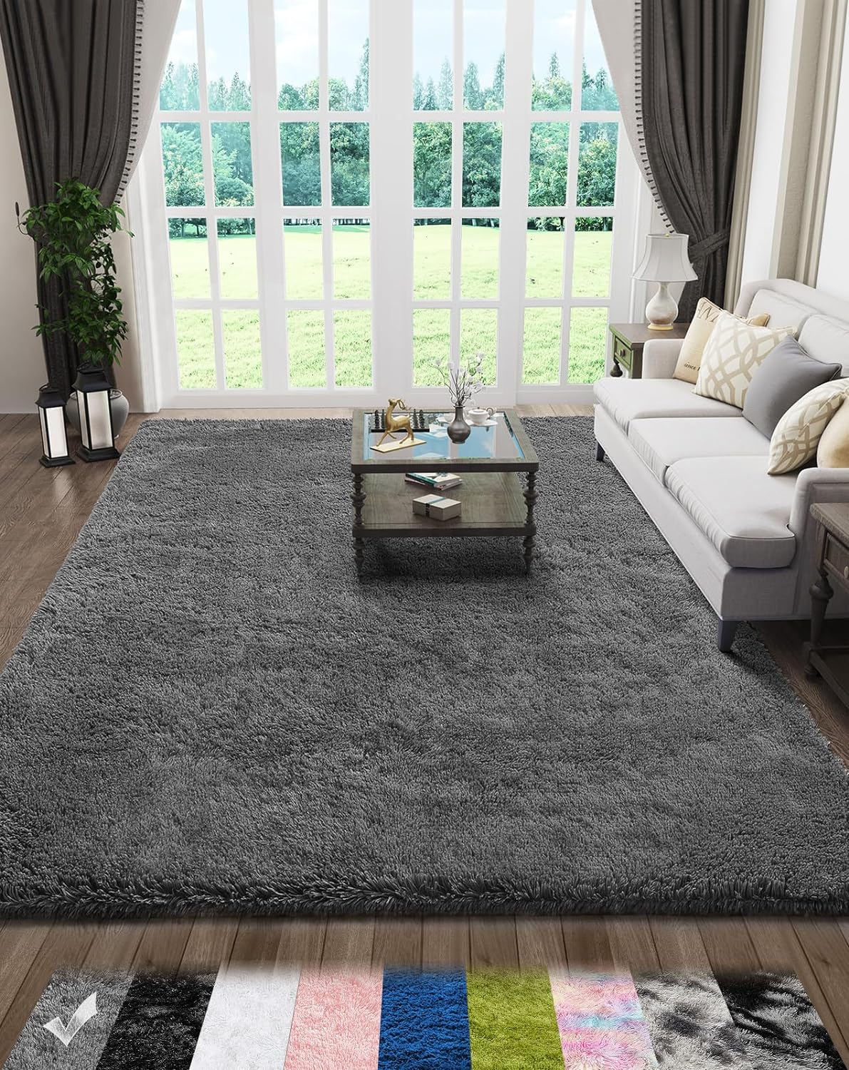 812kfcQEc9L._AC_SL1500_.jpg Living Room Rugs 5x8 Grey, Fluffy Shag Fuzzy Plush Soft Throw Area Rug, Gray Large Shaggy Floor Big Carpets for Bedroom, Kids Home Decor Aesthetic, Nursery - Image 1