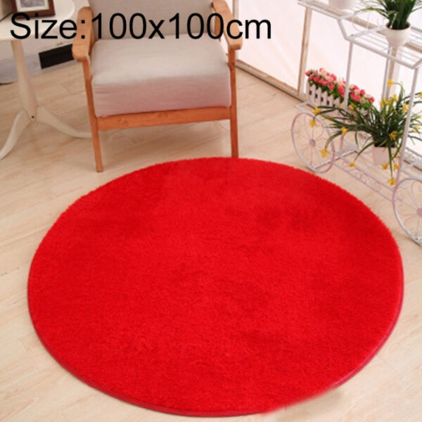 Round Carpet Soft Fleece Mat Anti-Slip Area Rug Kids Bedroom Door Mats, Size:Diameter: 100cm(Red)