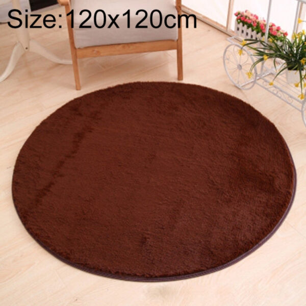 Round Carpet Soft Fleece Mat Anti-Slip Area Rug Kids Bedroom Door Mats, Size:Diameter: 120cm(Coffee)