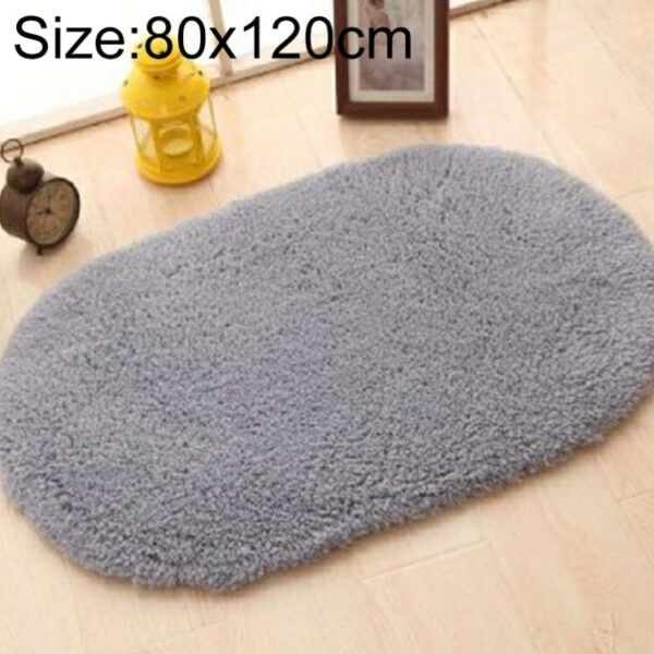 Faux Fur Rug Anti-slip Solid Bath Carpet Kids Room Door Mats Oval  Bedroom Living Room Rugs, Size:80x120cm(Silver Gray)